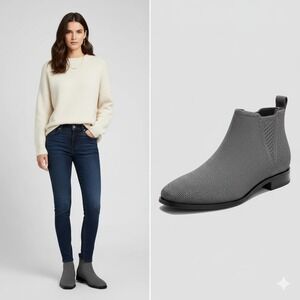 NWOT VIVAIA Boots Womens EU40 9.5US Grey Ankle SlipOn Waterproof‎ Mugwort Insole